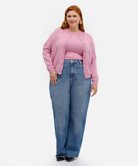 calça reta feminina jeans mindset plus size azul 52