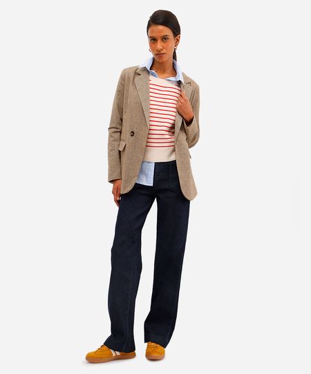 calça wide leg feminina jeans sawary azul 46