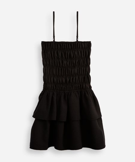 vestido juvenil franzido texturizado preto 14 vestido juvenil franzido texturizado preto 14