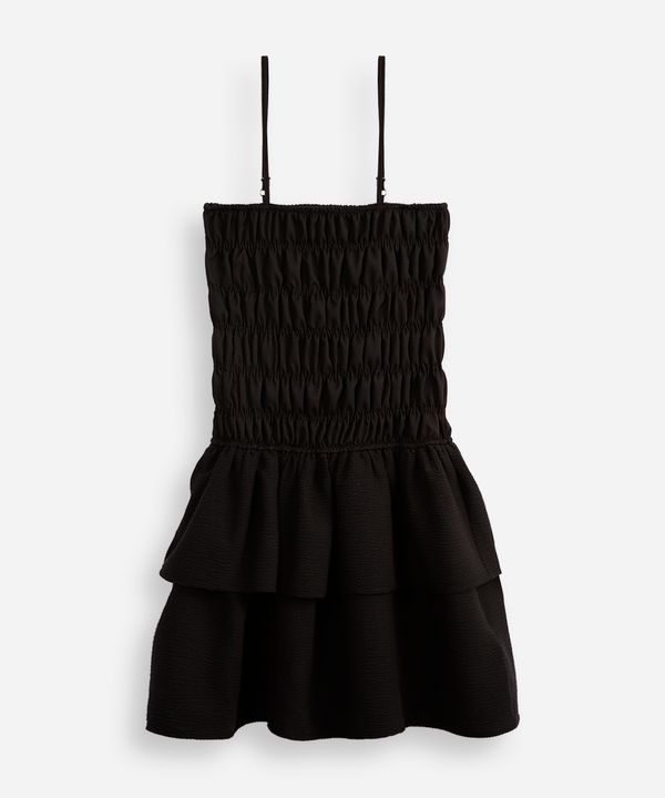 vestido juvenil franzido texturizado preto 12