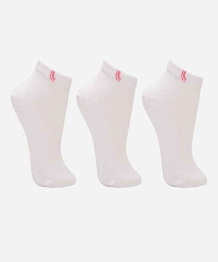 kit de 3 meias femininas cano médio lupo sport branca 33-36
