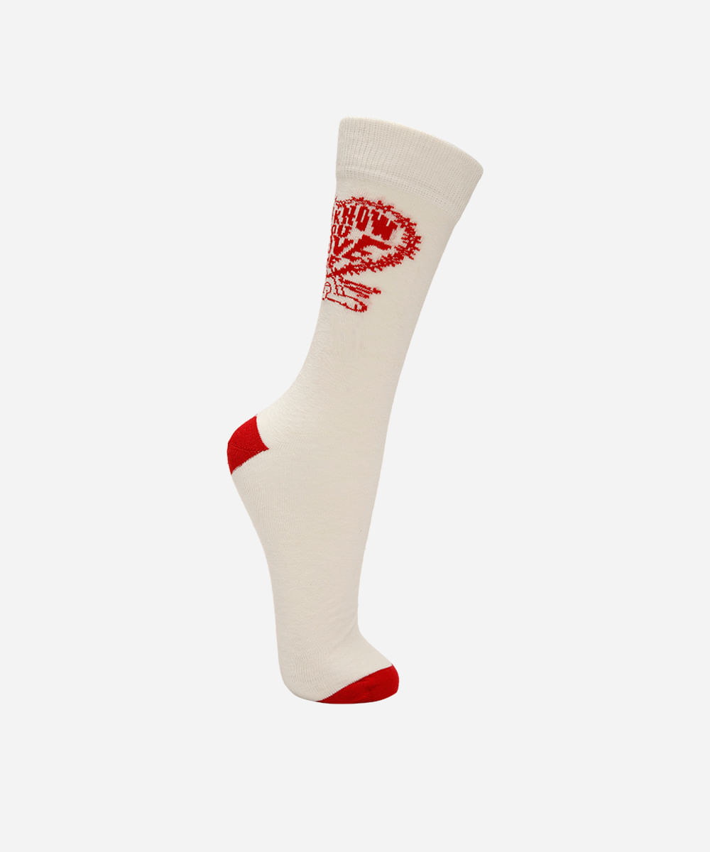 meia masculina cano longo garfield branca