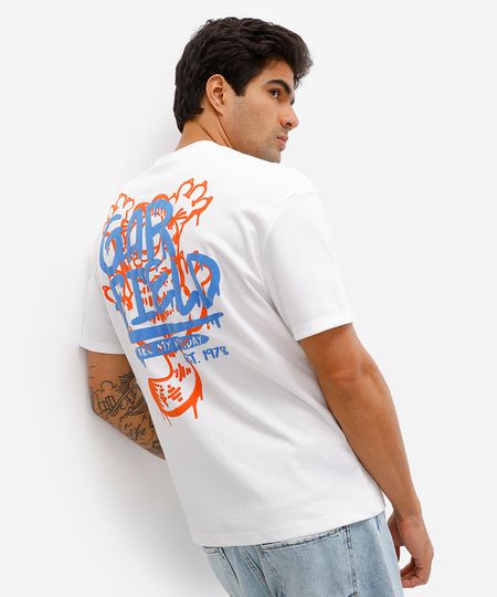 camiseta masculina manga curta garfield off white PP
