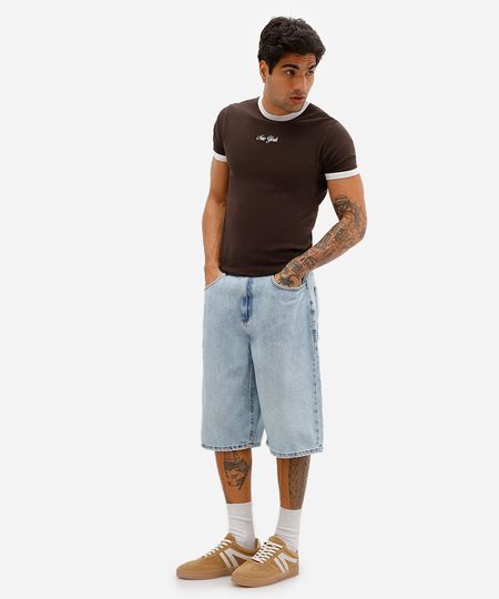 bermuda skater masculina jeans azul 38
