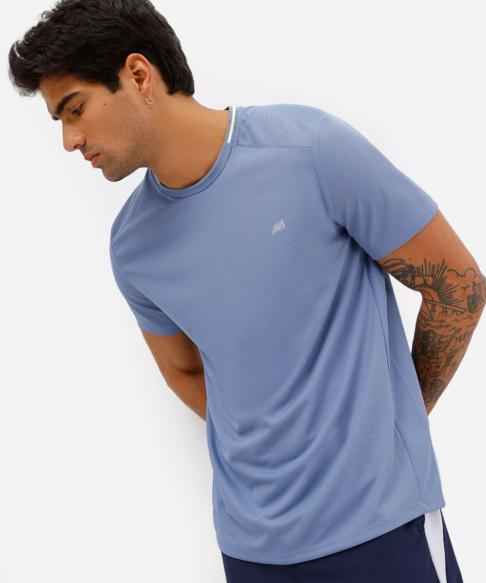 camiseta masculina manga curta esportiva ace azul
