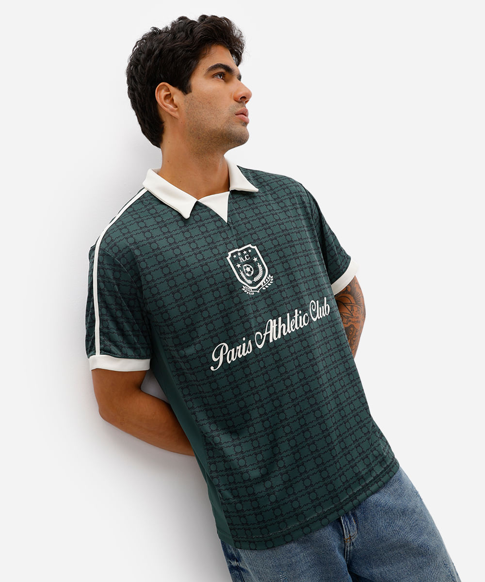 camiseta retrô unissex com gola manga curta paris verde camiseta retrô unissex com gola manga curta paris verde