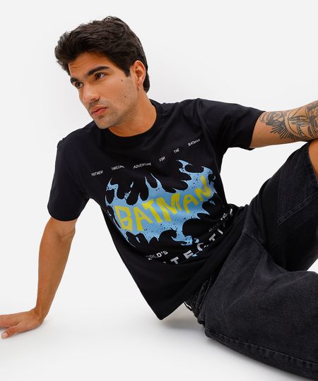 camiseta masculina de algodão batman preta P camiseta masculina de algodão batman preta P