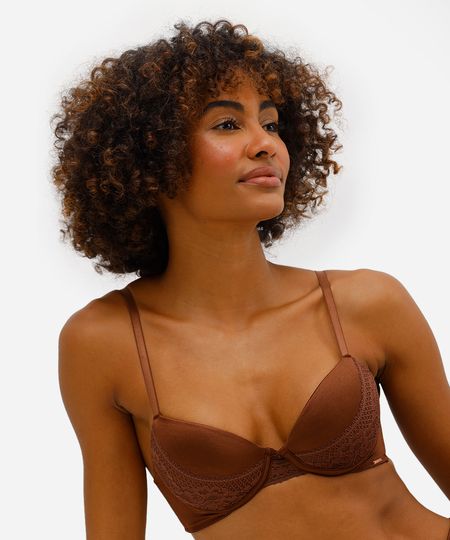 sutiã meia taça com renda marrom 44 sutiã meia taça com renda marrom 44