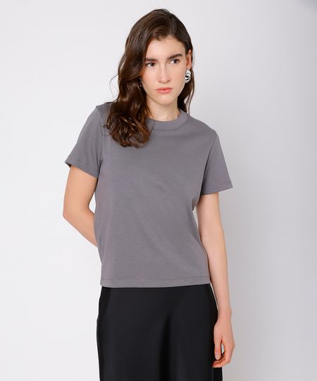 camiseta feminina de algodão peruano slim mindset cinza GG camiseta feminina de algodão peruano slim mindset cinza GG