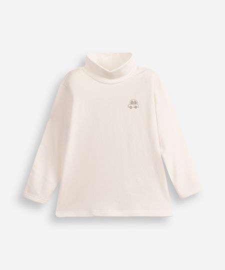 camiseta infantil gola alta manga longa off white 1