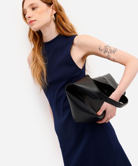 vestido curto feminino de algodão canelado azul M vestido curto feminino de algodão canelado azul M