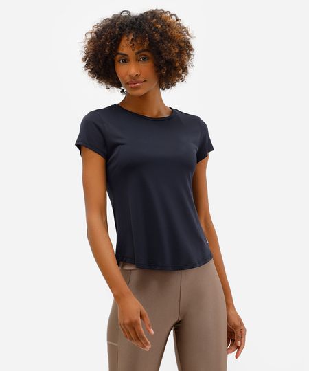 camiseta feminina esportiva ace de poliamida com recorte texturizada preta P