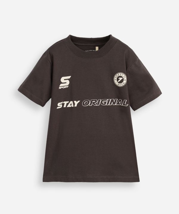 camiseta infantil de algodão estampada cinza 6