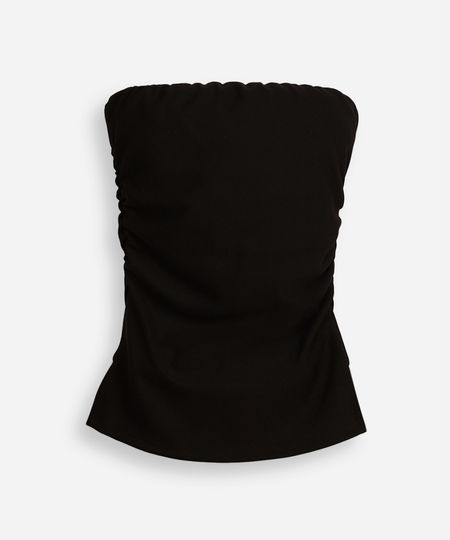 blusa juvenil sem alça franzida preta 16 blusa juvenil sem alça franzida preta 16