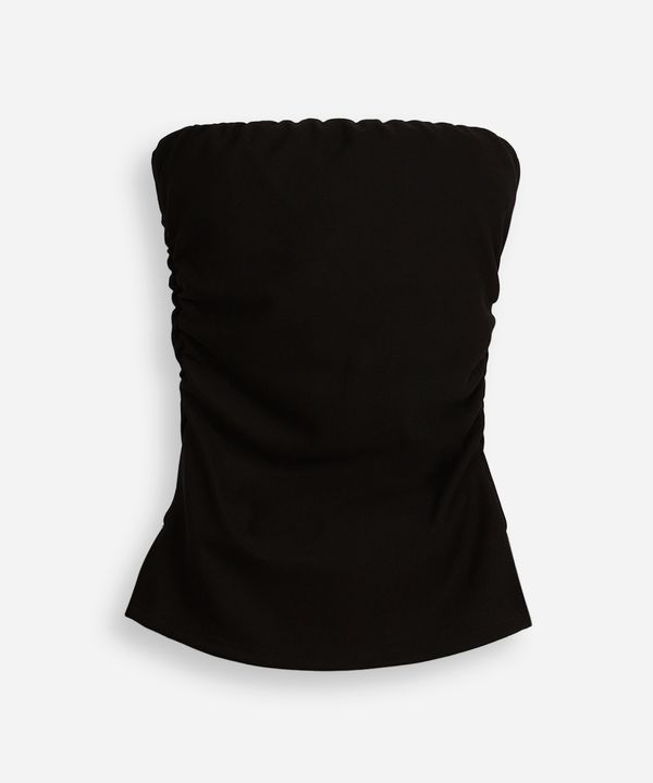 blusa juvenil sem alça franzida preta 16
