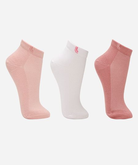 kit de 3 meias femininas cano médio lupo sport colorida 37-40