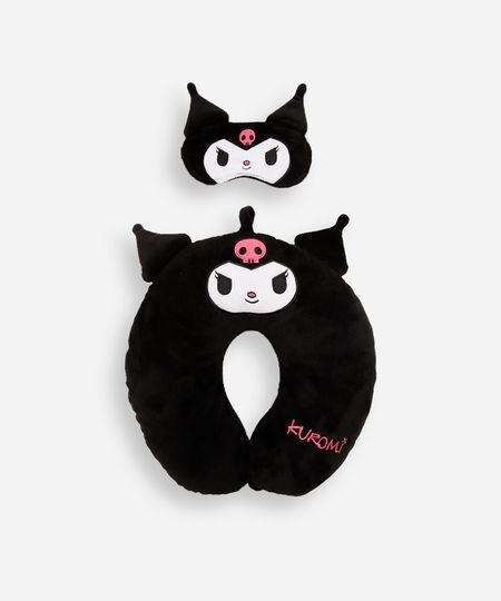 apoio de pescoço com máscara de dormir kuromi preto UNICO apoio de pescoço com máscara de dormir kuromi preto UNICO