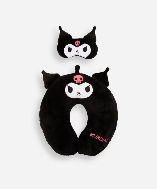 apoio de pescoço com máscara de dormir kuromi preto UNICO