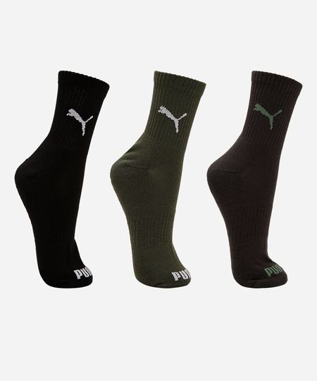 kit de 3 meias cano médio puma colorido 39-43 kit de 3 meias cano médio puma colorido 39-43