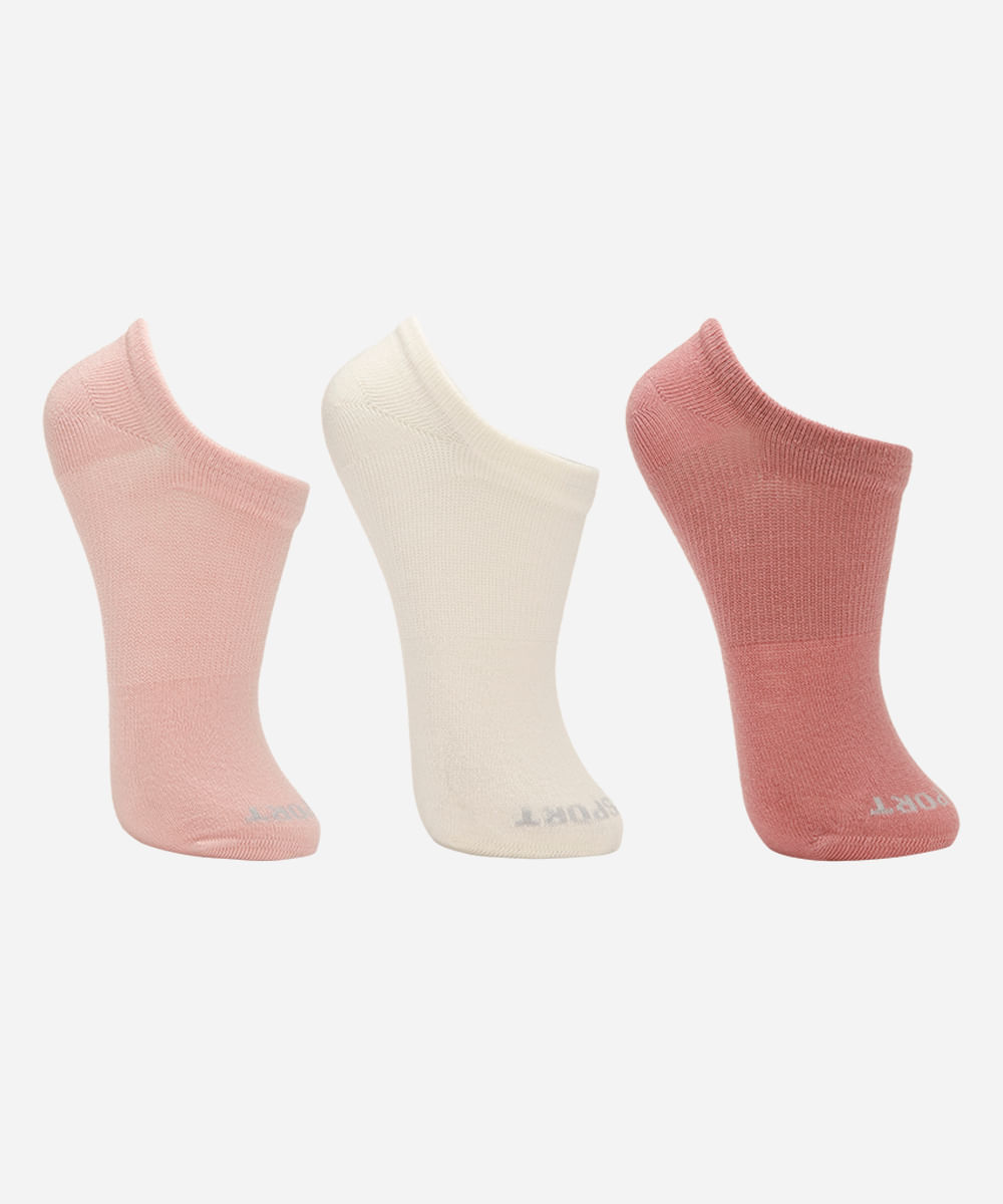 kit de 3 meias femininas cano baixo lupo sport colorida