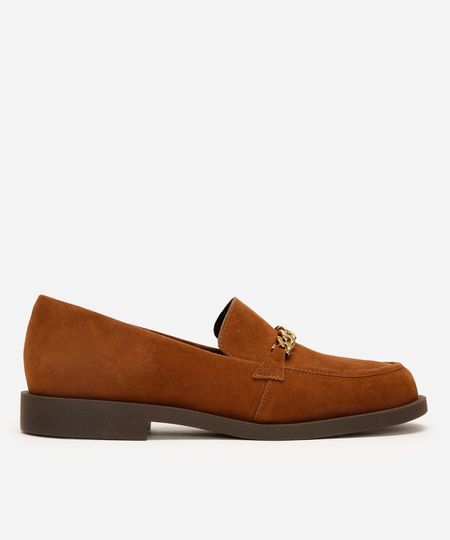 mocassim feminino com corrente oneself marrom 39