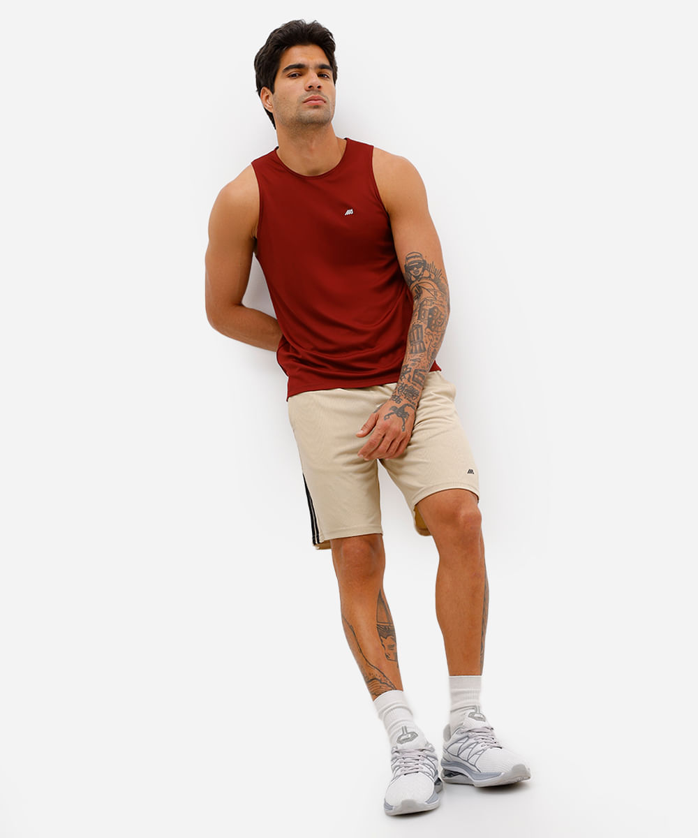 bermuda masculina esportiva ace texturizada com listras bege