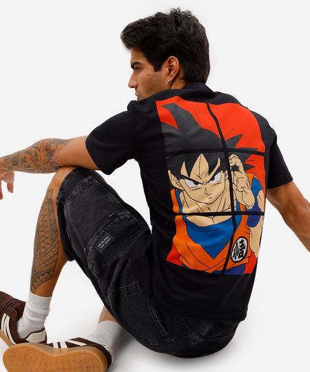 camiseta masculina de algodão dragon ball preta P camiseta masculina de algodão dragon ball preta P