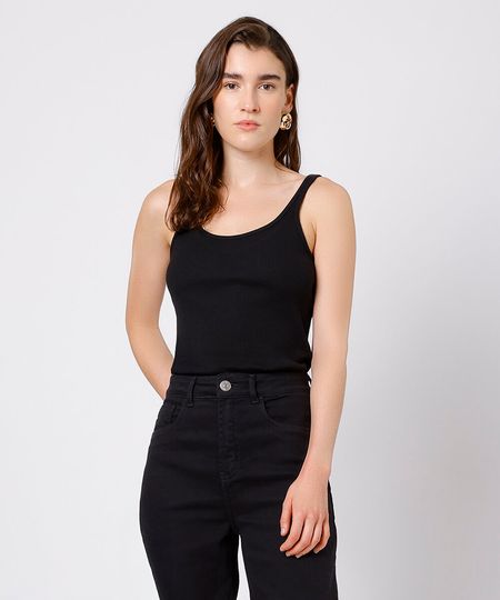 regata feminina canelada mindset preta G