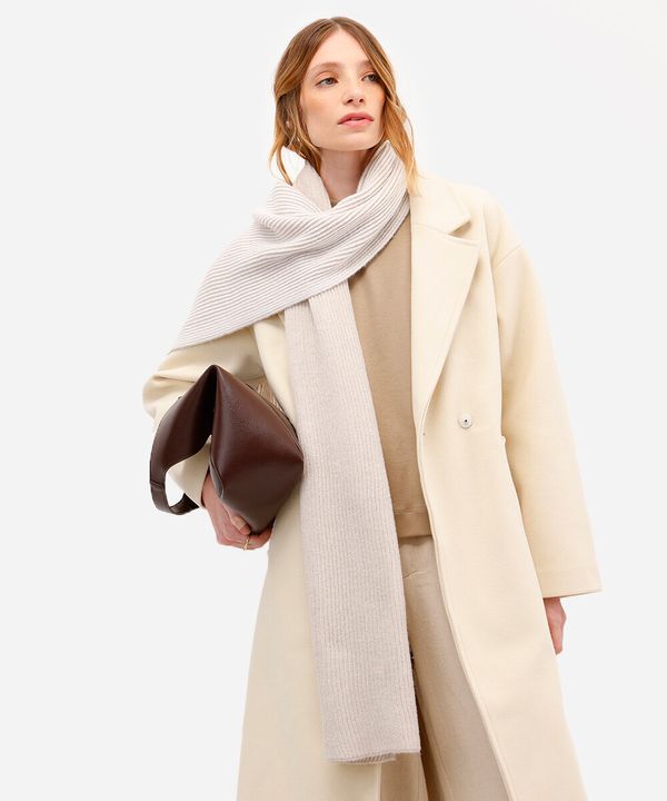 cachecol de tricot canelado off white UNICO