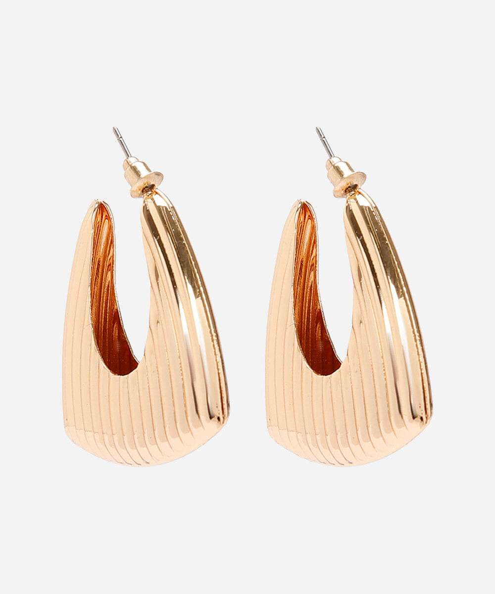 brinco de argola texturizada dourada