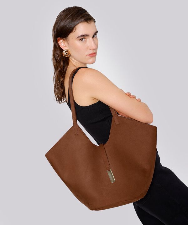 bolsa shopper de suede mindset marrom UNICO