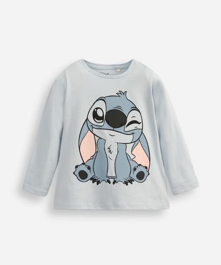 blusa infantil de algodão stitch com glitter azul 2