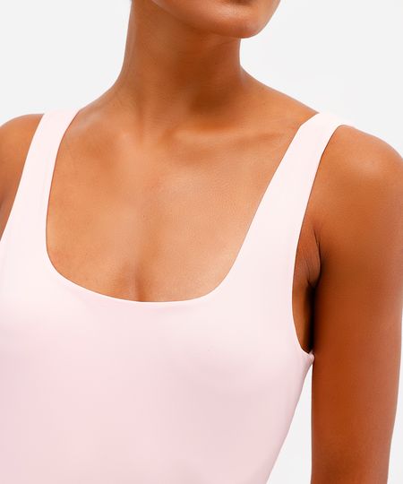 body cavado com recorte alça média rosa PP