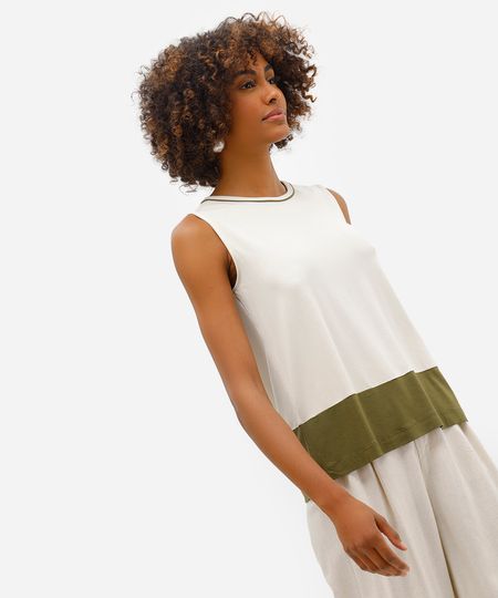 regata feminina de viscose com recorte verde P