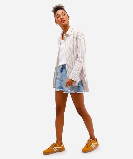 short mom feminino jeans destroyed azul 36