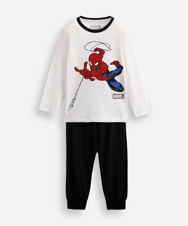 pijama infantil de algodão homem aranha off white 4