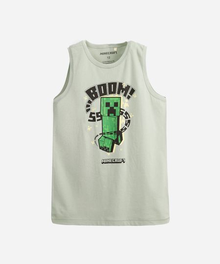 regata infantil de algodão minecraft verde 4 regata infantil de algodão minecraft verde 4