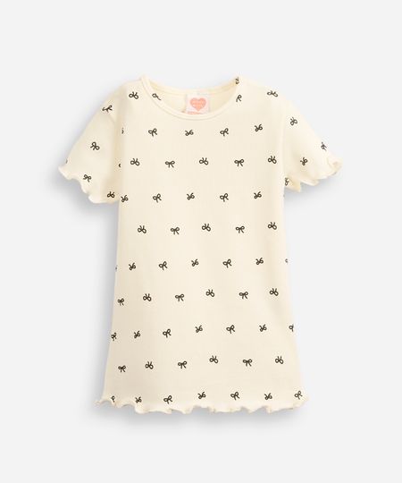 blusa infantil de algodão canelada laços off white 2