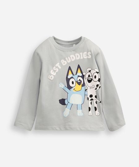 camiseta infantil de algodão manga longa bluey azul 1