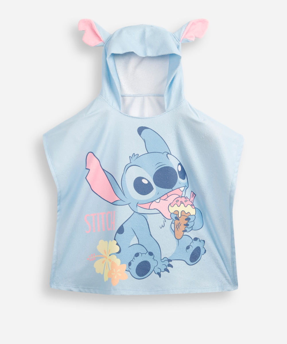poncho saída de praia infantil stitch azul