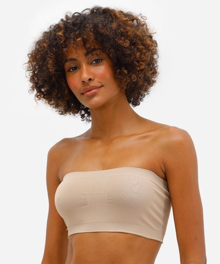 sutiã faixa com bojo removível sem costura bege M sutiã faixa com bojo removível sem costura bege M