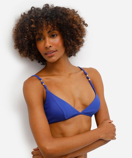 biquíni top triângulo com bojo removível azul GG biquíni top triângulo com bojo removível azul GG