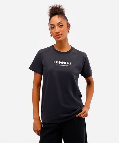 camiseta feminina de algodão waves cinza M camiseta feminina de algodão waves cinza M