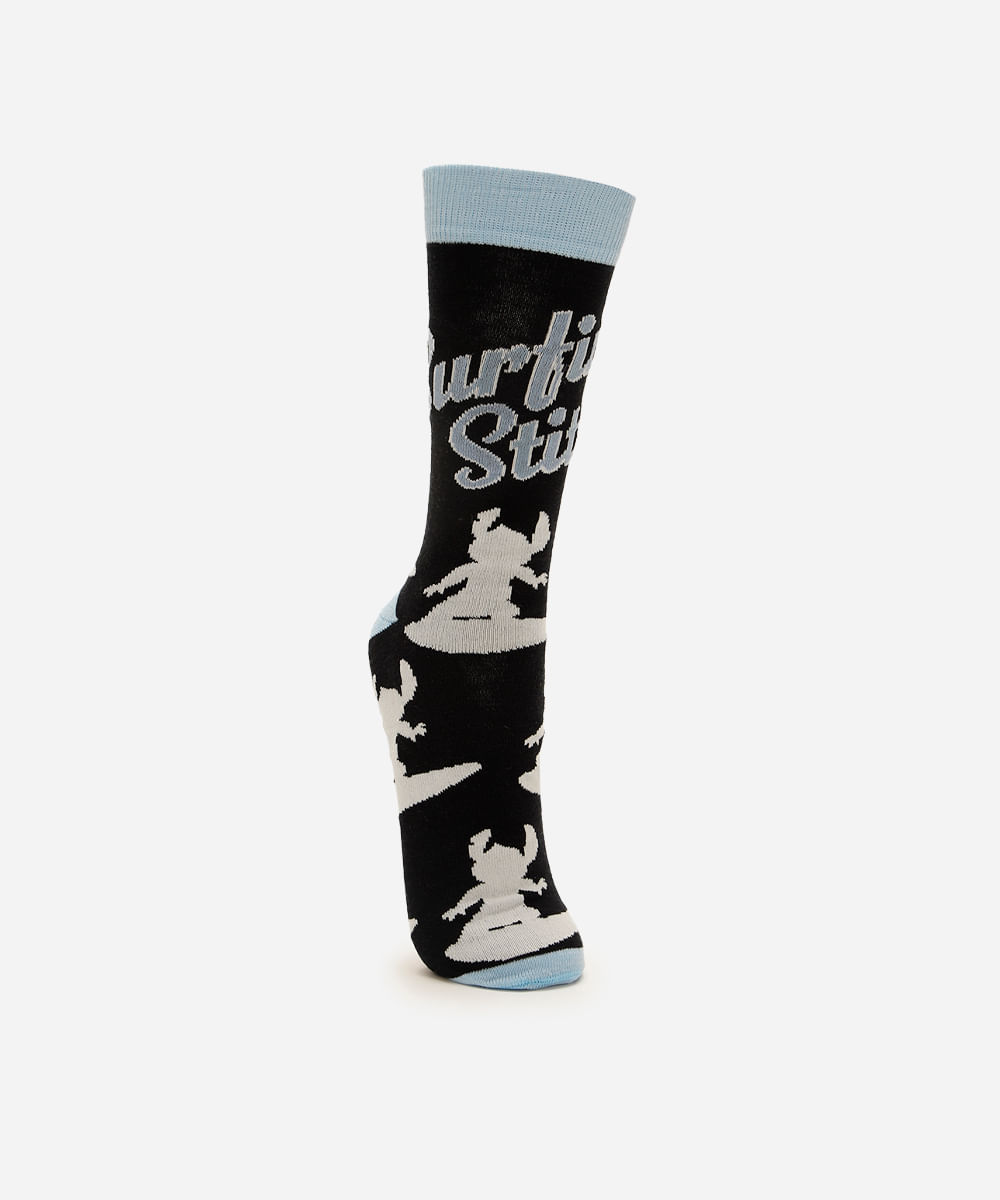 meia masculina cano longo stitch colorida