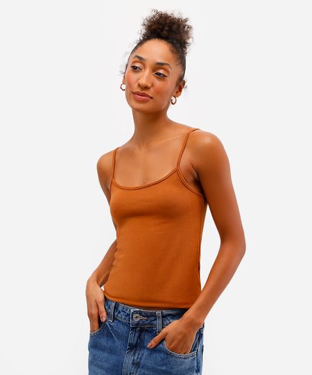 regata feminina básica de alça marrom GG regata feminina básica de alça marrom GG