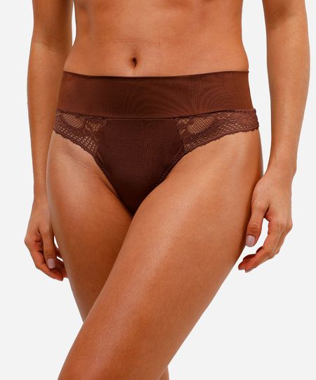 calcinha fio dental com renda marrom P calcinha fio dental com renda marrom P
