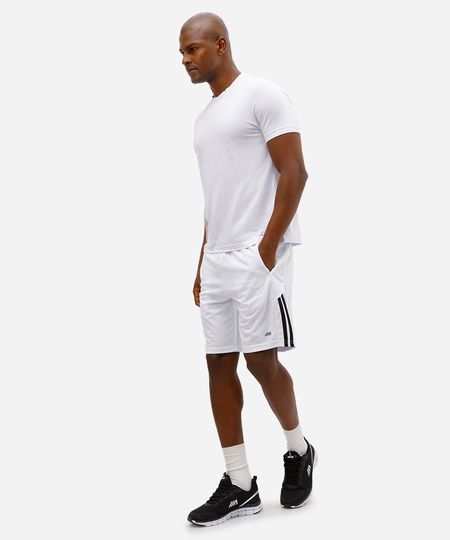 bermuda masculina esportiva ace texturizada com listras branca P bermuda masculina esportiva ace texturizada com listras branca P