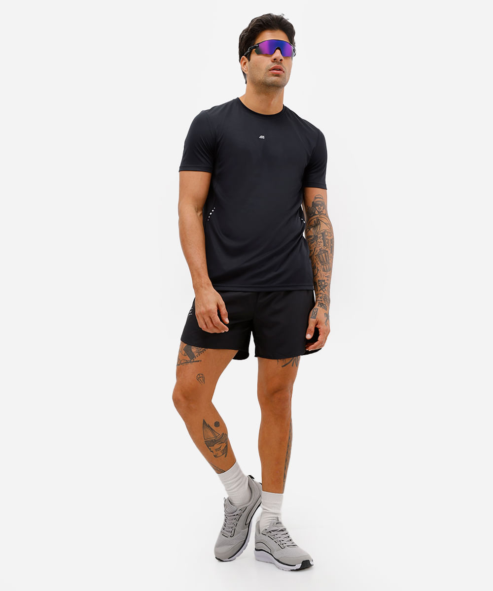 short running masculino esportivo preto