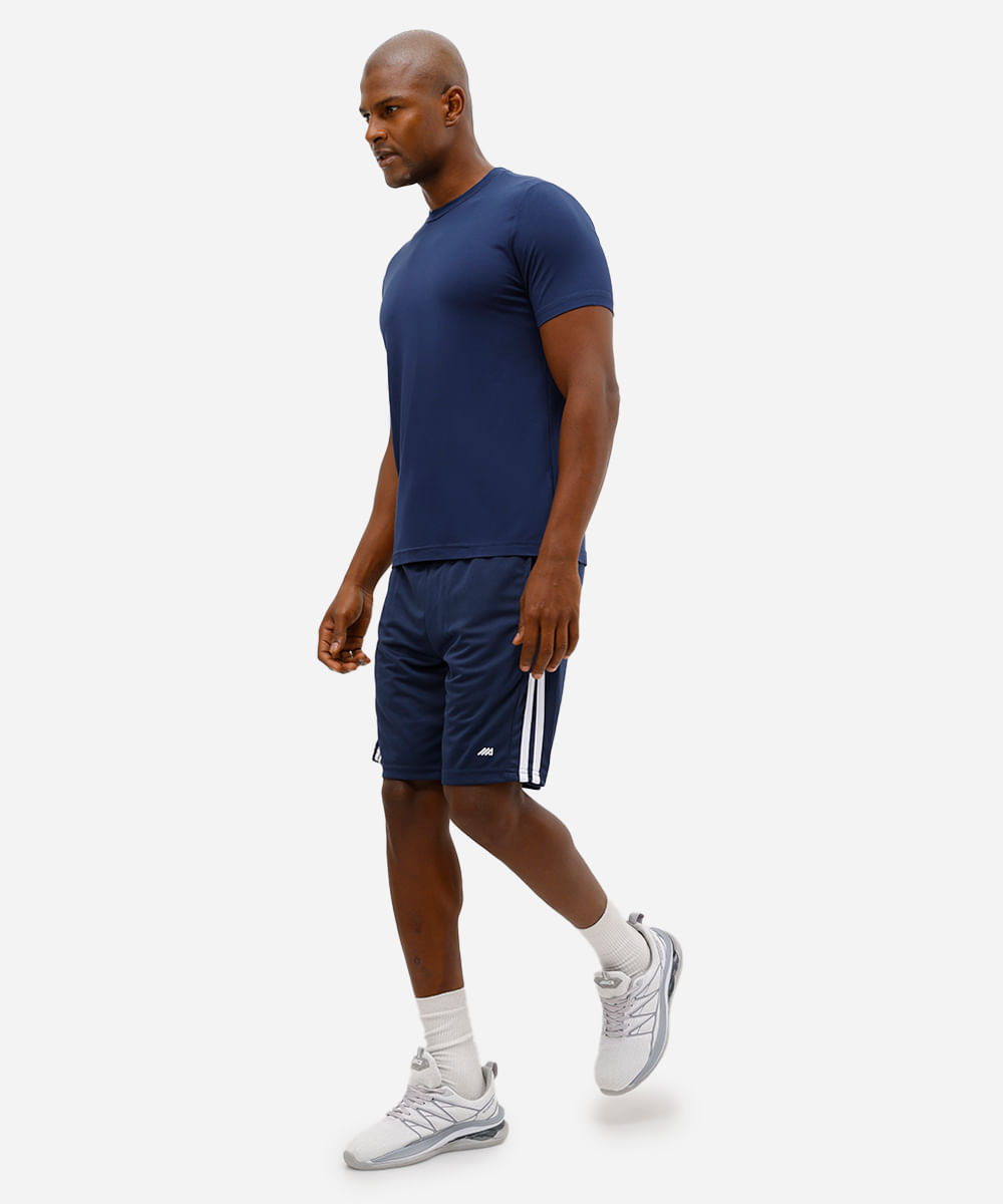 bermuda esportiva masculina texturizada com listras azul