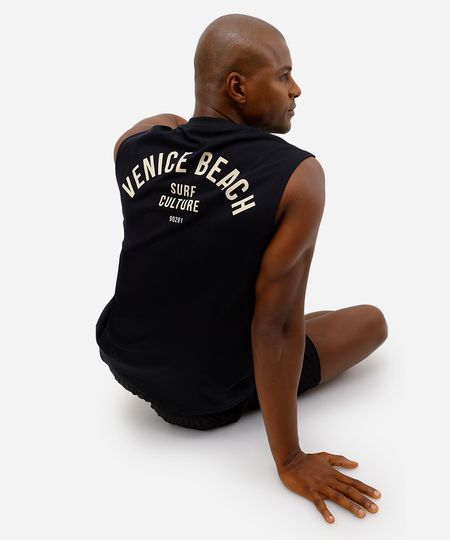 regata machão masculina de algodão venice beach preto M regata machão masculina de algodão venice beach preto M